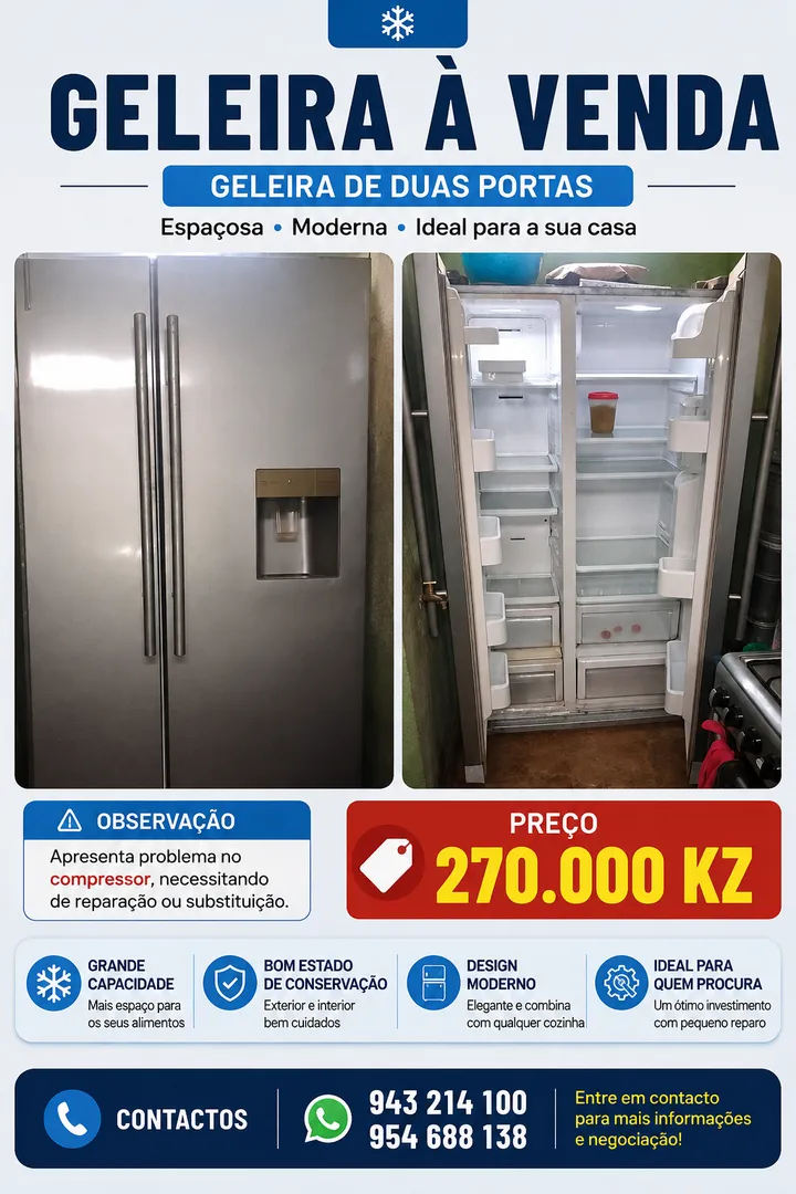 Geleira de duas portas 270.000 negociável 1
