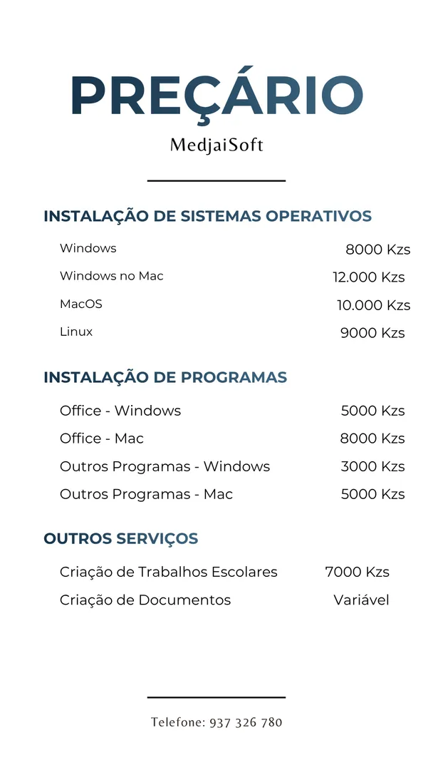 Instalação de Windows, MacOS, Linux e Programas | Luanda 1